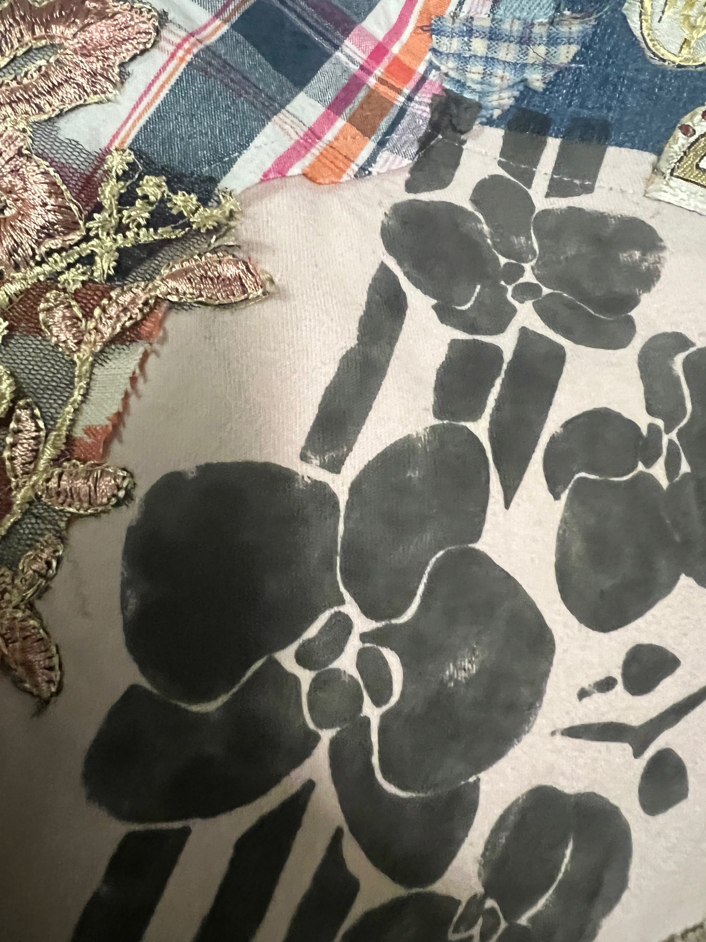 Pink Lace Pop Art Flare Jeans