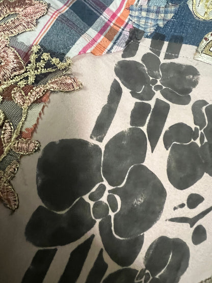 Pink Lace Pop Art Flare Jeans