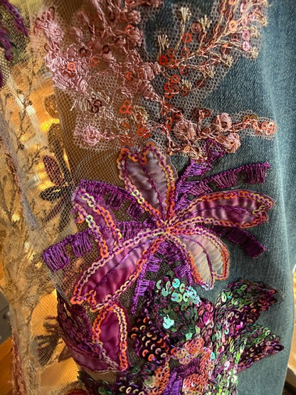 Purple Sequin Glam Cropped Jeans