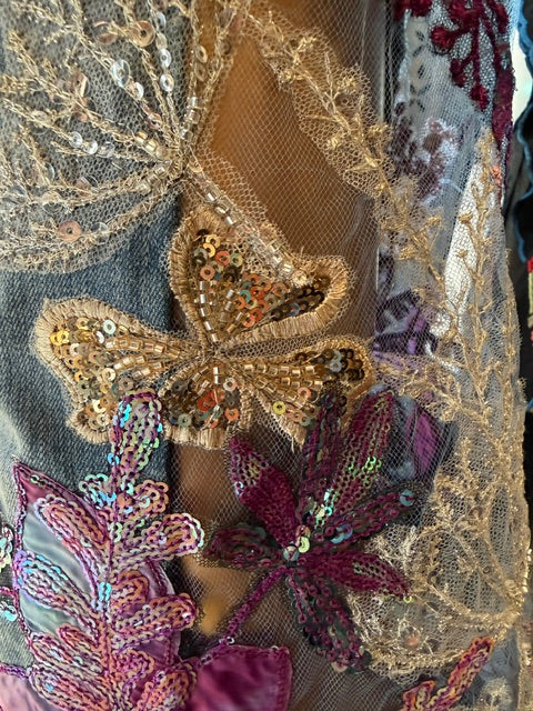 Purple Sequin Glam Cropped Jeans