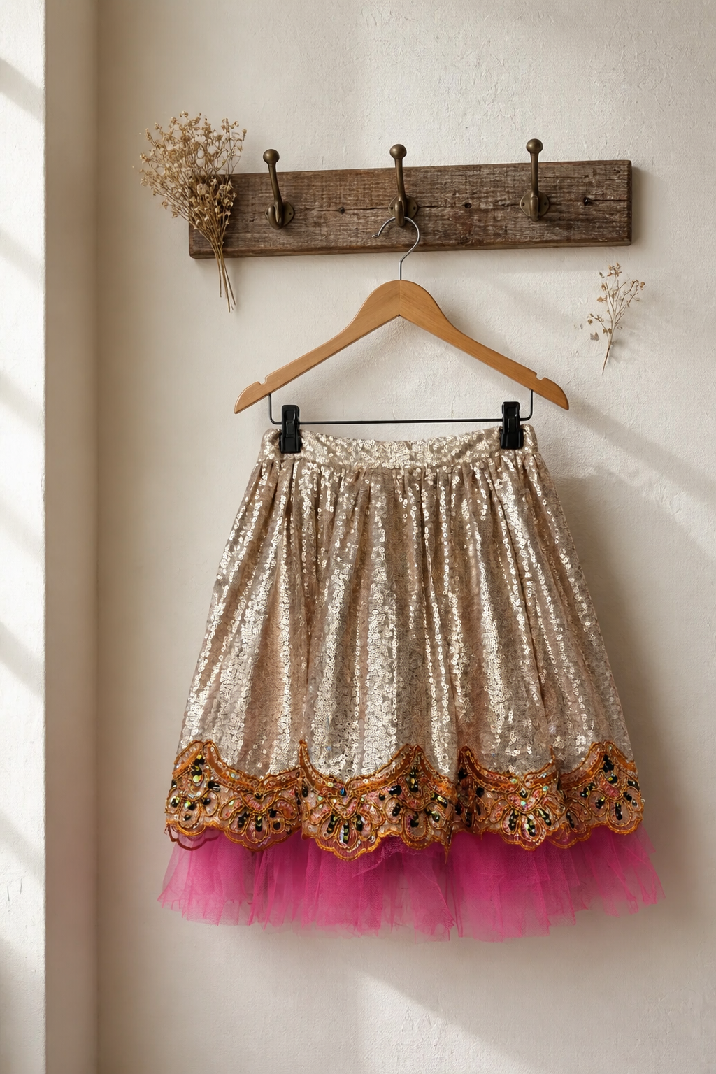Sequin & Pink Tulle Skirt