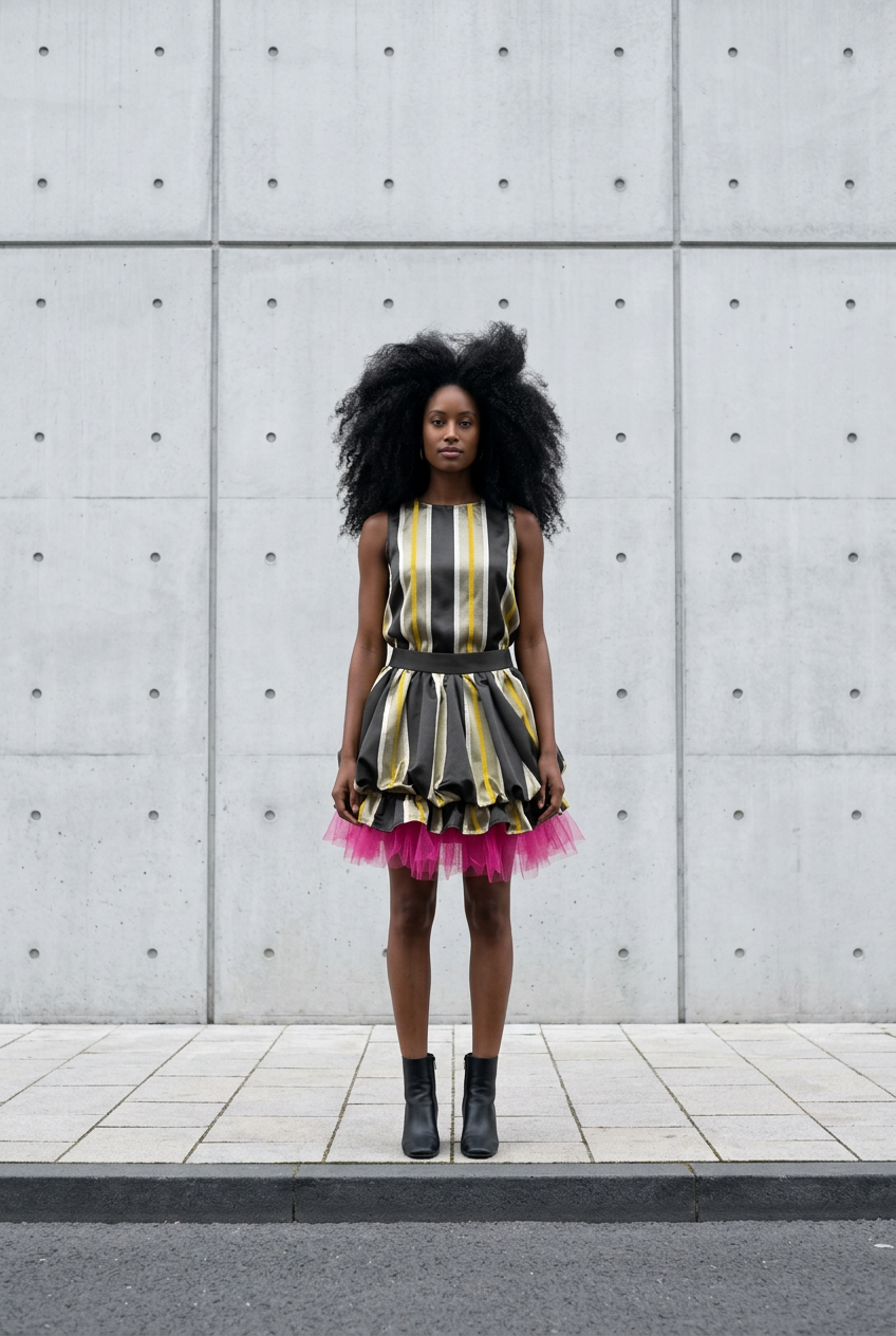 Striped Balloon with Tulle Skirt