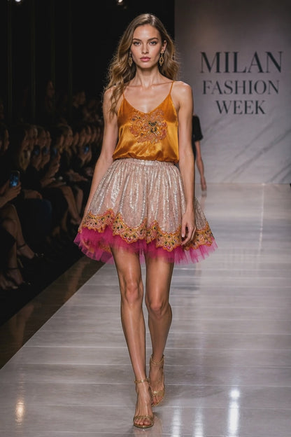 Sequin & Pink Tulle Skirt