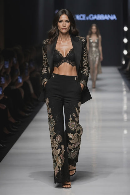 Beaded Tuxedo Pants